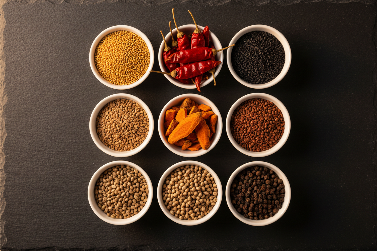 Achar Gosht Spices Flat Lay